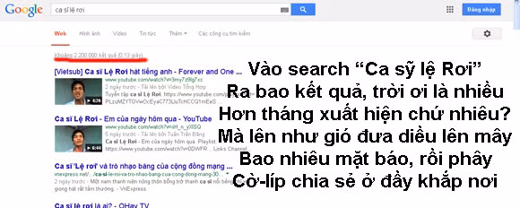 Thơ vui tặng ca sĩ Lệ Rơi