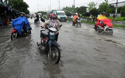 Mưa to, TP Cần Thơ ngập nặng