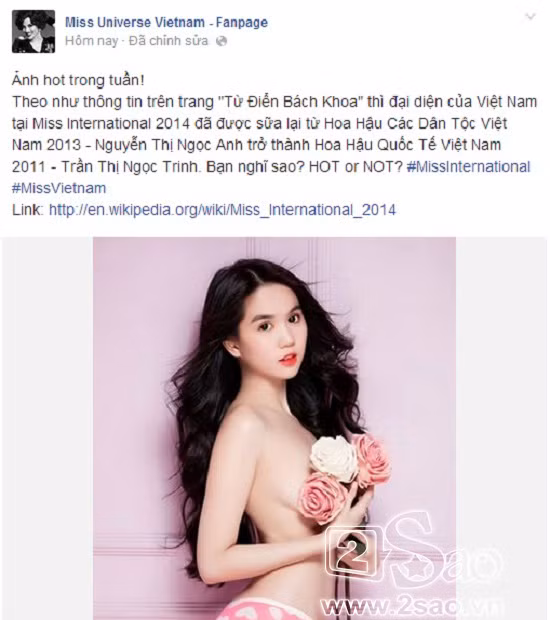 Ngọc Trinh bất ngờ đại diện Việt Nam thi Hoa hậu Quốc tế 2014?