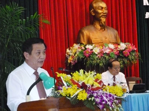  Ông Trần Thọ, Bí thư Thành ủy, Chủ tịch HĐND TP Đà Nẵng phát biểu tại phiên bế mạc kỳ họp thứ 10 HĐND TP Đà Nẵng chiều 10/7 Ảnh: HC