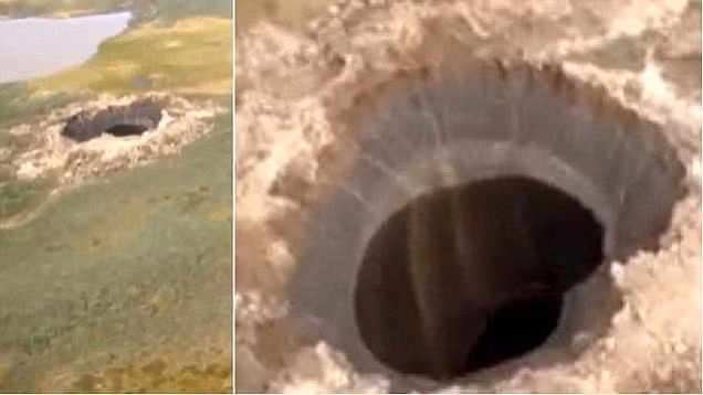 Miệng hố khổng lồ qua ảnh chụp từ trên cao. Nguồn: Siberia Times