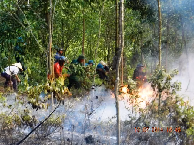 Cháy dữ dội đồi thông Ngã ba Đồng Lộc