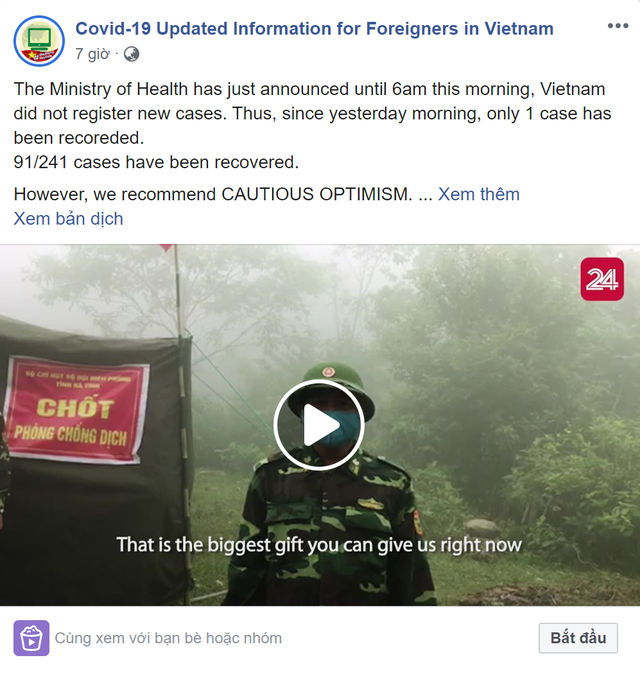 Các video ghi lại công tác chống dịch của lực lượng tuyến đầu cũng được nhóm làm phụ đề tiếng Anh để truyền tải đến bạn bè quốc tế. Các video ghi lại công tác chống dịch của lực lượng tuyến đầu cũng được nhóm làm phụ đề tiếng Anh để truyền tải đến bạn bè quốc tế.