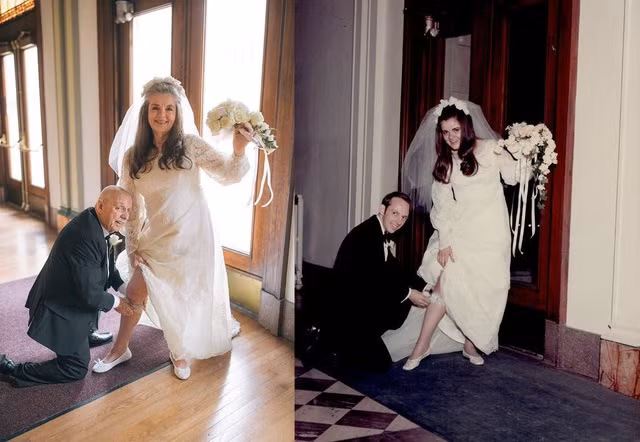 Ngưỡng mộ bộ ảnh cưới độc đáo của cặp vợ chồng U80 sau 50 năm kết hôn - 1