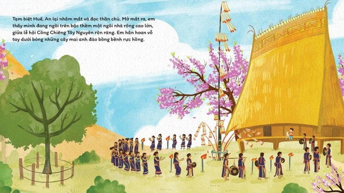 Sắc xuân Tây Nguyên trong cuốn sách 'Kho báu mùa Xuân'. Ảnh: NXB Kim Đồng - Hoàng Anh