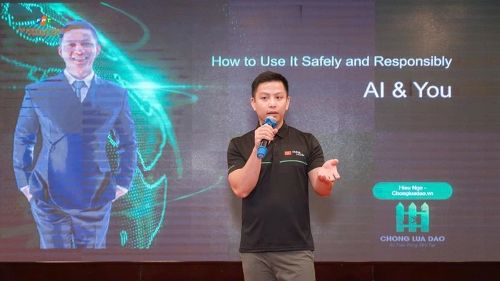 Hiếu PC trong một buổi trò chuyện về dùng AI cảnh báo chiêu trò lừa đảo tinh vi. Ảnh minh họa: ITN.