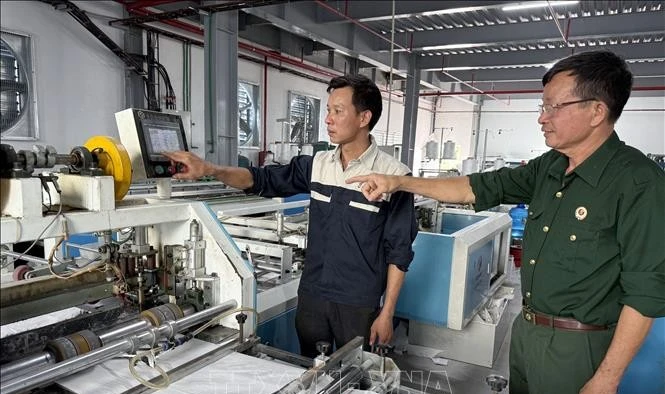 Sản xuất bao bì tại Công ty Cổ phần Trịnh Nghiên (xã Quỹ Nhất, tỉnh Ninh Bình). Ảnh minh họa: TTXVN