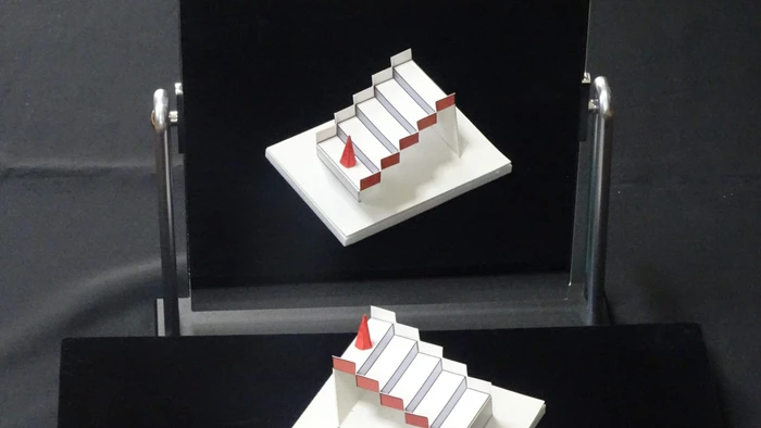Tác phẩm của Sugihara thường khiến người xem bối rối vì không thể xác định được hình dạng thật của vật thể. Ảnh: BTC.