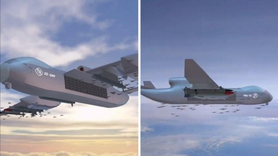 'Mẫu hạm trên không' có khả năng phóng hơn 100 UAV tấn công đã cất cánh