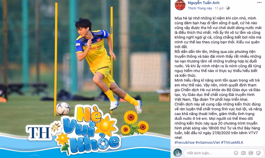 Cầu thủ Nguyễn Tuấn Anh là đại sứ truyền thông của Chiến dịch Hè vui khoẻ