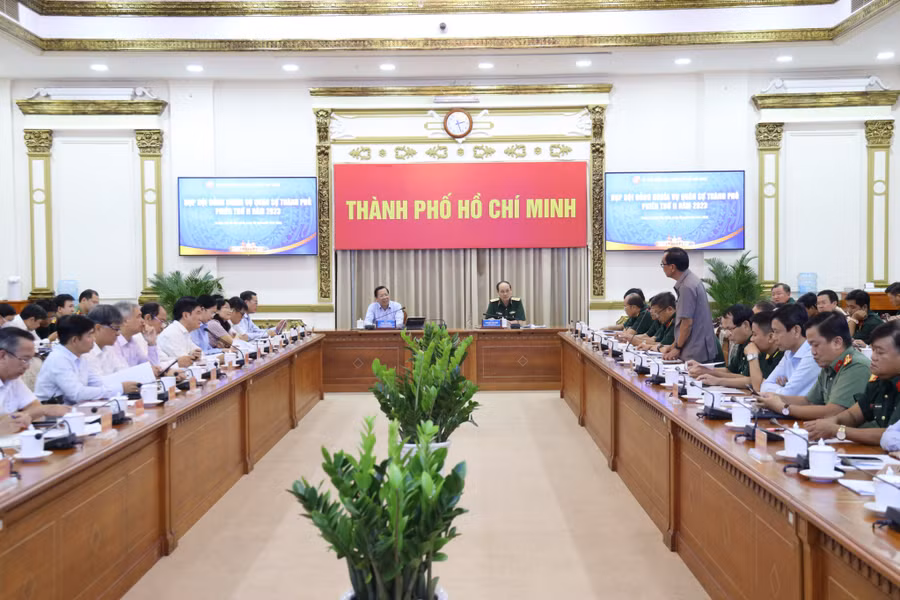 Toàn cảnh phiên họp Hội đồng Nghĩa vụ quân sự TPHCM.