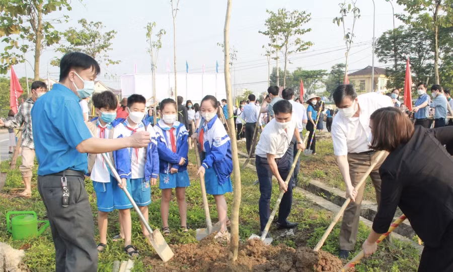 Giáo viên, học sinh thành phố Hà Tĩnh ra quân trồng cây xanh