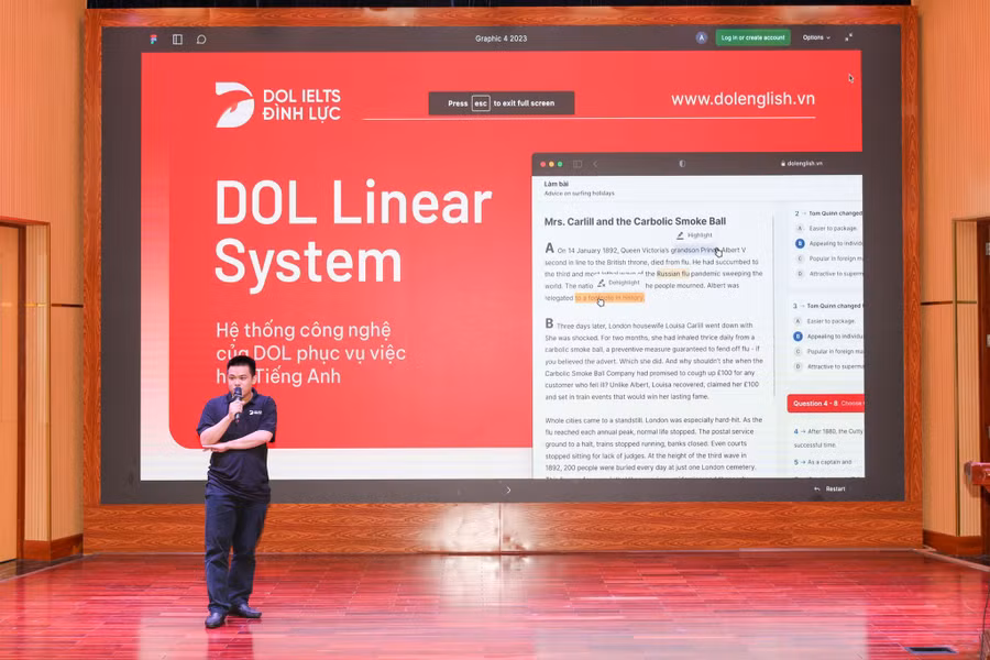 Anh Lê Đình Lực chia sẻ về Linearthinking tại ĐH Y dược TP.HCM - Ảnh: V.SAN.