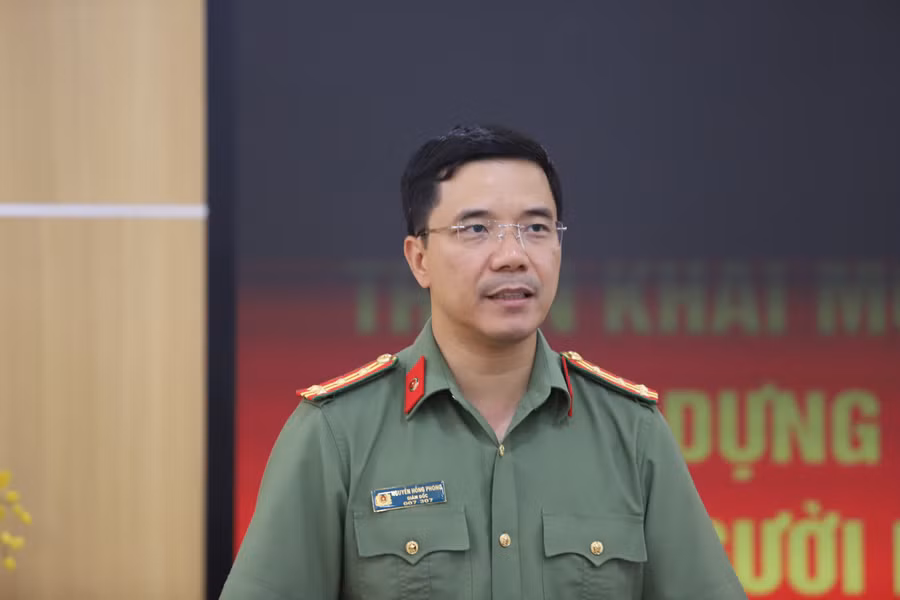 Giám đốc Công an Hà Tĩnh Nguyễn Hồng Phong phát biểu tại hội nghị.