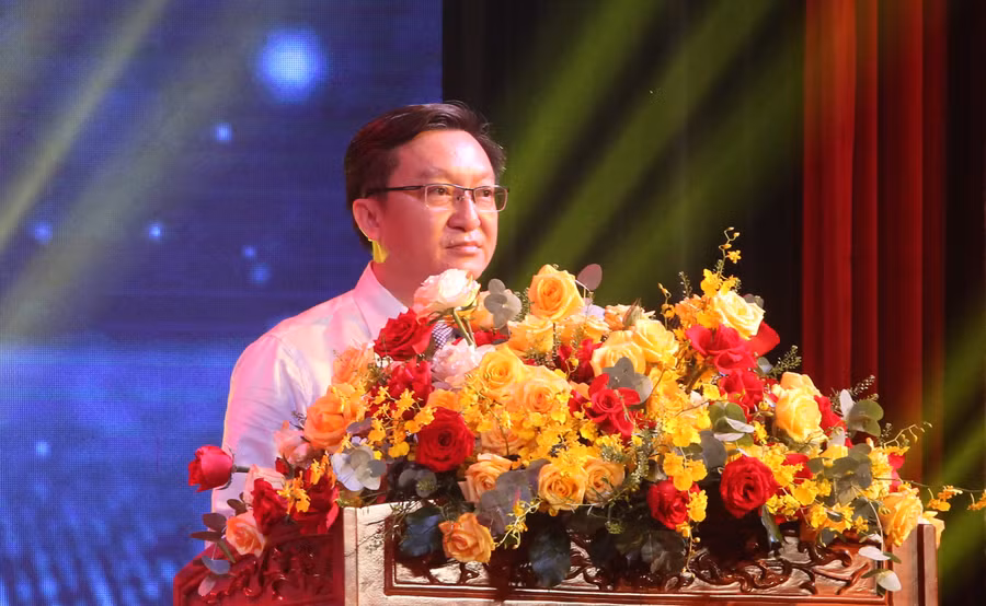 Ông Nguyễn Bảo Quốc phát biểu tại buổi lễ.