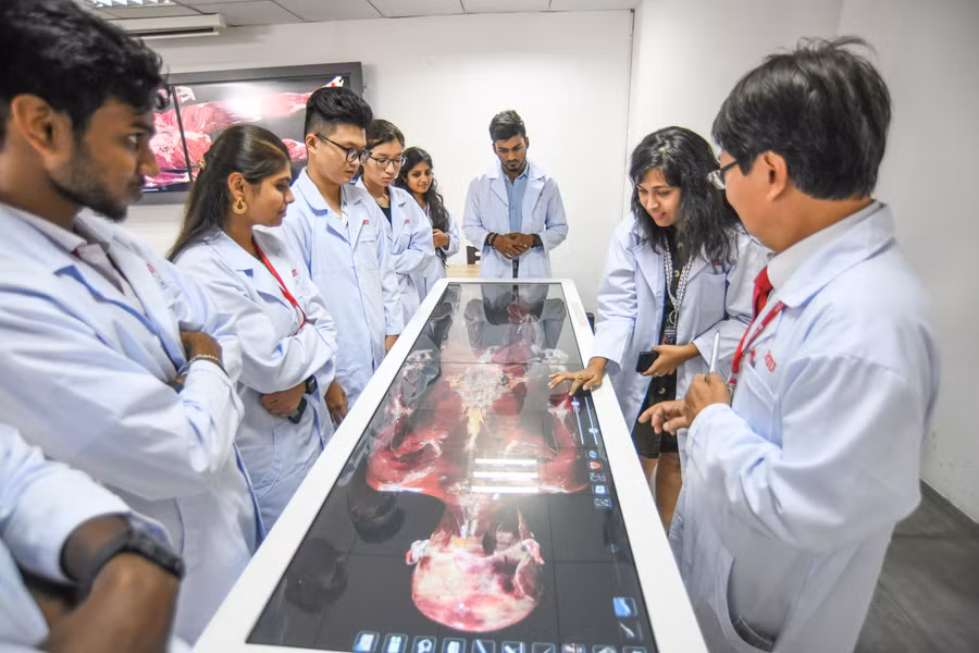Sinh viên học với Hệ thống phẫu tích 3D.