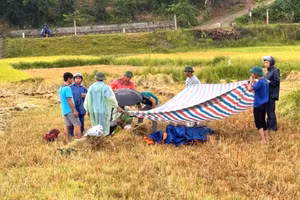 Hiện trường vụ sét đánh trúng người tại xã Đức Lĩnh (huyện Vũ Quang, Hà Tĩnh).