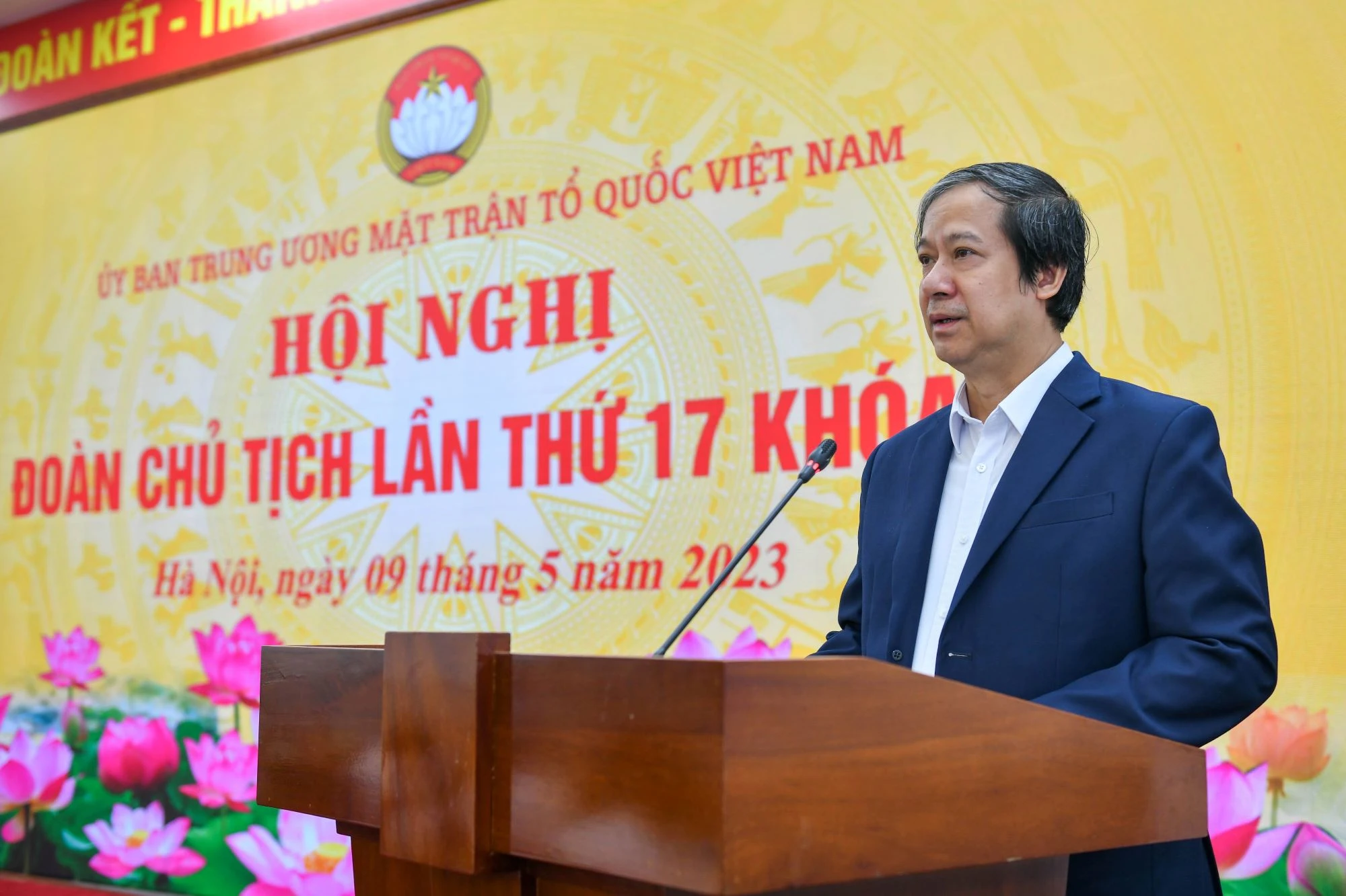 Bộ trưởng Bộ GD&amp;ĐT Nguyễn Kim Sơn phát biểu tại Hội nghị Đoàn Chủ tịch Ủy ban Mặt trận Tổ quốc Việt Nam.