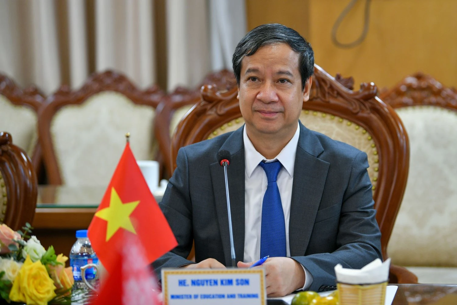 Bộ trưởng Bộ GD&amp;ĐT Nguyễn Kim Sơn phát biểu tại hội đàm.