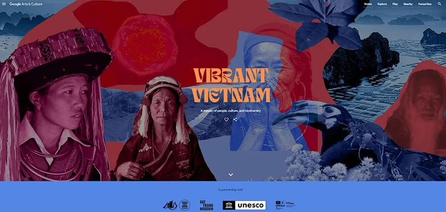 Giao diện triển lãm "Vibrant Vietnam" trên nền tảng trực tuyến Google Arts & Culture.