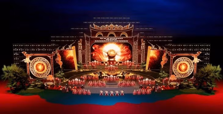 Phối cảnh sân khấu của chương trình nghệ thuật khai mạc Lễ hội đền Hùng năm 2026 - Ảnh BTC.