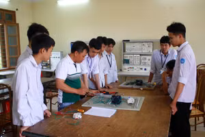 Sinh viên Trường Cao đẳng Nghề Thái Bình trong tiết học thực hành.