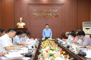 Ông Phạm Văn Nghiêm - Phó Chủ tịch UBND tỉnh Hưng Yên chủ trì cuộc họp. Ảnh: Đ.D