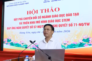 Ông Đỗ Minh Trí – Phó Giám đốc Sở GD&ĐT tỉnh Hưng Yên phát biểu tại hội thảo. Ảnh: Đinh Chiến
