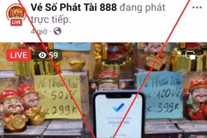 Một số trang Facebook livestream bán vé số cào trực tiếp và trả thưởng ngay. Ảnh: Công an tỉnh Hưng Yên.