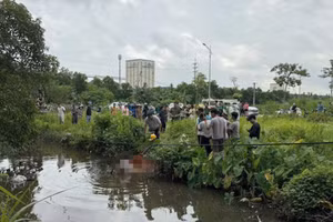 Khu vực người dân nhìn thấy thi thể cháu N.M.K.