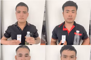 Các đối tượng cùng tang vật vụ án. Ảnh: Công an Hưng Yên.