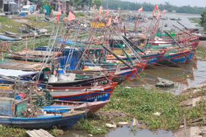 Tàu thuyền neo đậu tại Cảng cá Cửa Lân (xã Nam Cường, Hưng Yên).