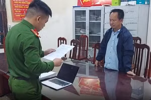 Lê Duy Dương tại cơ quan công an. Ảnh: Công an tỉnh Hưng Yên.