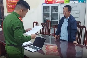Lê Duy Dương tại cơ quan công an. Ảnh: Công an tỉnh Hưng Yên.
