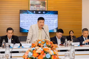 PGS.TS Trần Hà Minh Quân, Viện trưởng ISB, Đại học Kinh tế TPHCM tại buổi họp công bố Học bổng toàn phần Mekong Talent 100. (Ảnh: ISB UEH)