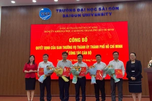 Hội nghị công bố quyết định của Ban Thường vụ Thành ủy TPHCM về công tác cán bộ của Đảng ủy Khối Đại học, cao đẳng TPHCM. (Ảnh: ĐUK)