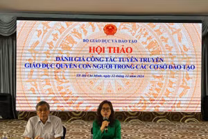 Hội thảo Đánh giá công tác tuyên truyền, giáo dục quyền con người trong các cơ sở đào tạo. Ảnh: N.N