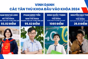 4 tân sinh viên có thành tích đầu vào xuất sắc nhất của của Trường Đại học Bách khoa - Đại học Quốc gia TPHCM. (Ảnh: HCMUT)