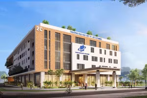 Hình ảnh mô phỏng khối giảng đường 2C, Trường Đại học Mở TPHCM tại phường Long Hưng, tỉnh Đồng Nai, được khởi công từ tháng 8/2025.