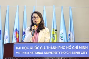 GS.TS Nguyễn Thị Thanh Mai, Giám đốc Đại học Quốc gia TPHCM tại một sự kiện vào sáng 16/1. Ảnh: Khắc Hiếu