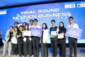 Các đội giành giải cao tại cuộc thi NextGen Business Olympiad 2025. Ảnh: NTCC