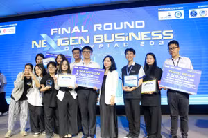 Các đội giành giải cao tại cuộc thi NextGen Business Olympiad 2025. Ảnh: NTCC