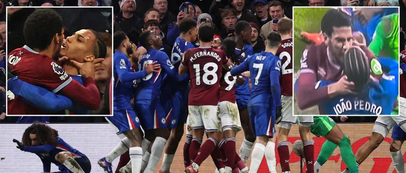 Tình huống xảy ra ở những phút bù giờ cuối cùng trận Chelsea ngược dòng kịch tính thắng đội khách West Ham 3-2 ở vòng 24 Ngoại hạng Anh hôm 1/2 (giờ Hà Nội). 1.jpg