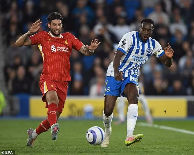 Trong một đêm mà ngôi sao Danny Welbeck chơi hay, chủ nhà Brighton đã có màn ngược dòng kịch tính và họ có bàn gỡ hoà 1-1 nhờ công Yasin Ayari ở phút 32. liverpool-4.jpg