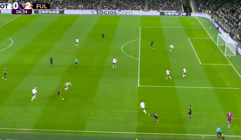 Tận dụng cơ hội “trời cho”, Harry Wilson đá bóng vào lưới trống, nâng tỷ số lên 2-0 cho Fulham ở ngay phút thứ 6. tottenham-3.jpg