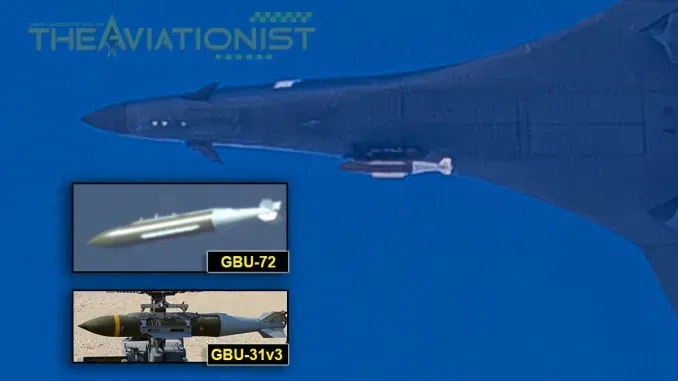 Oanh tạc cơ B-1B Lancer lần đầu tiên được nhìn thấy mang bom xuyên GBU-72/B