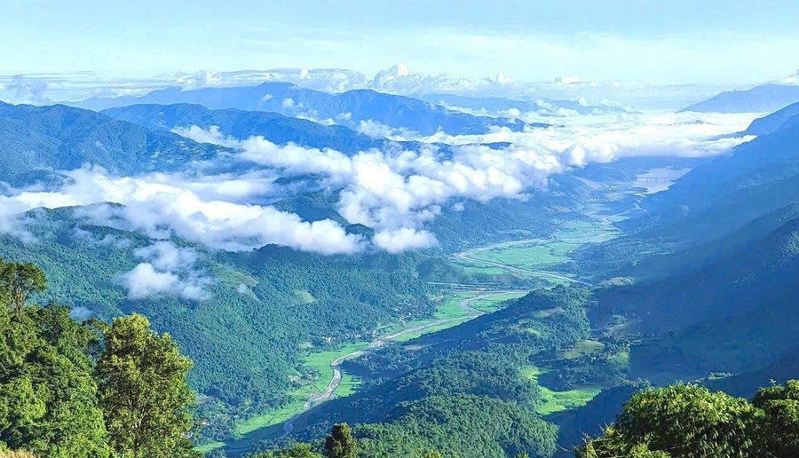 Trung tâm xã Mường Tùng nhìn từ trên cao.