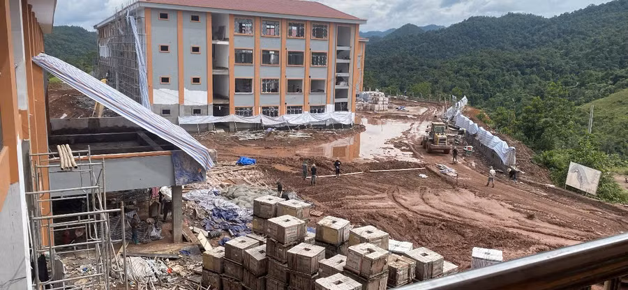 Một góc công trường Trường nội trú liên cấp Nà Bủng, tỉnh Điện Biên.