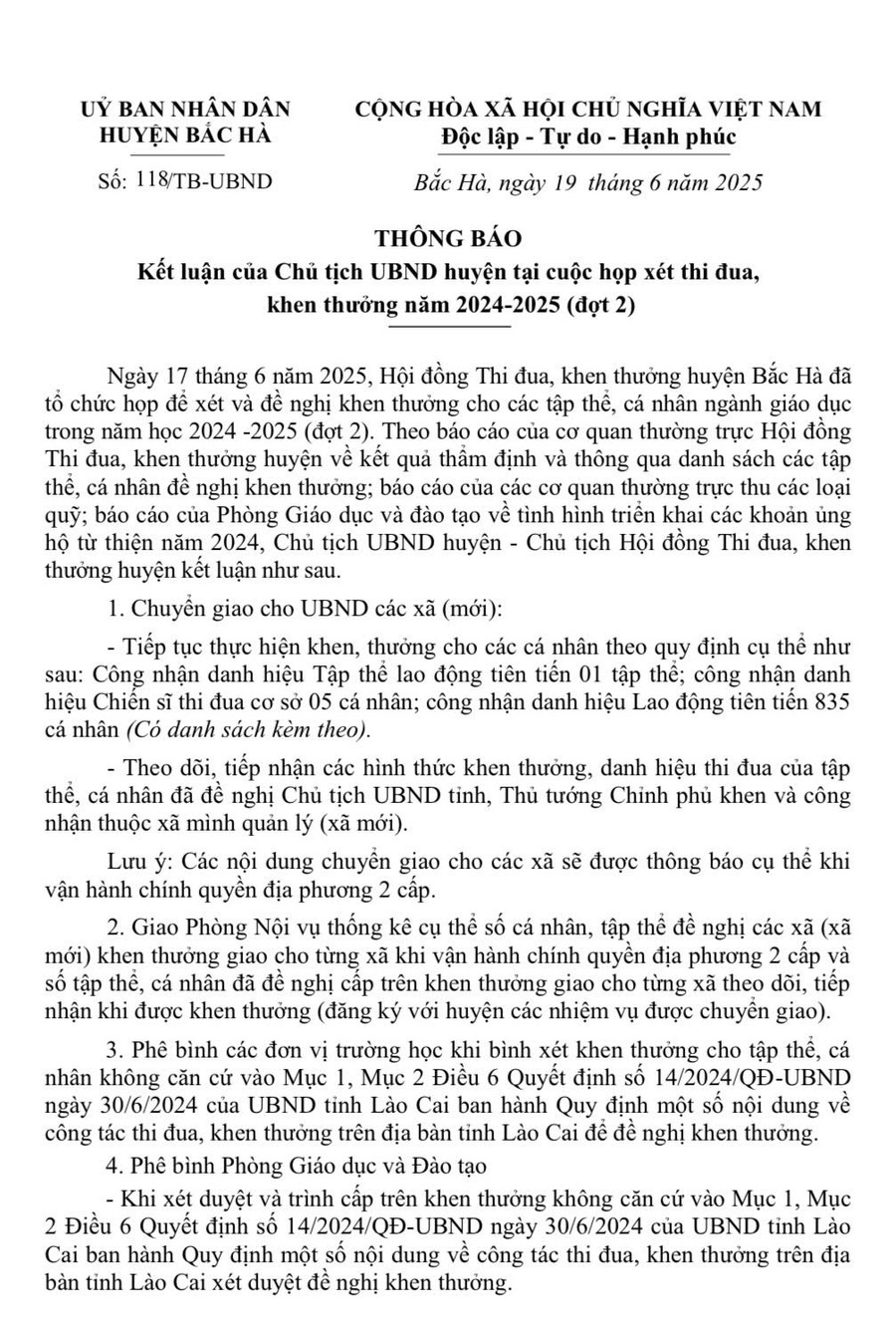 Thông báo của UBND huyện Bắc Hà. bac-ha-khen-thuong.jpg