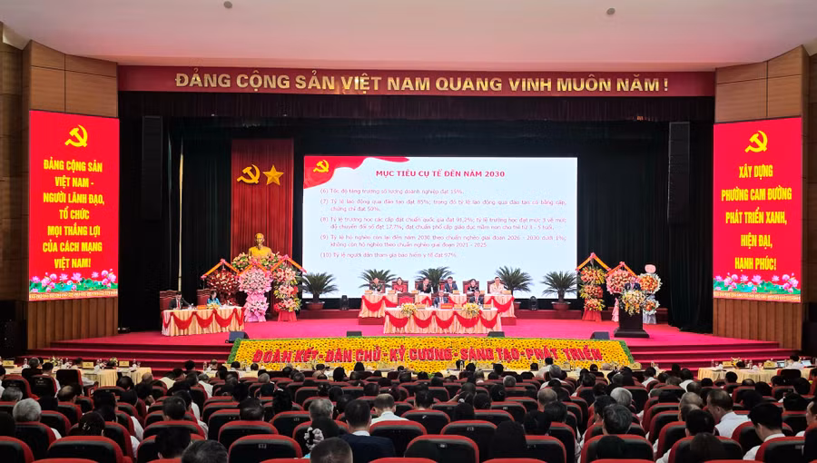 Quang cảnh Đại hội Đảng bộ phường Cam Đường, tỉnh Lào Cai.